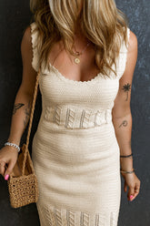 Scoop Neck Wide Strap Knit Dress OutfitFlow